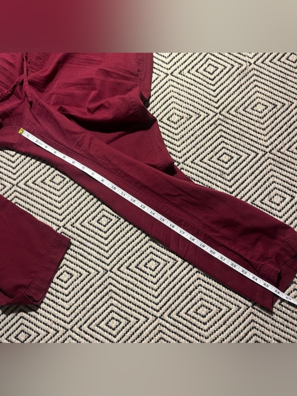 GAP Easy Pant Maroon / Wine High Rise Wide Leg Red Cotton Blend Drawstring Capri - Picture 6 of 7